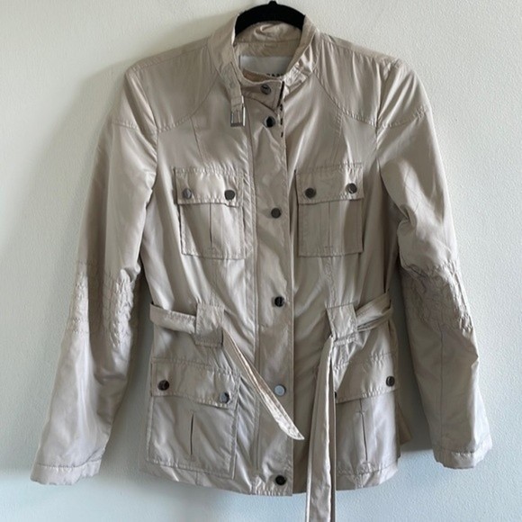 Zara Jackets & Blazers - 𝅺Zara basic women’s military jacket beige belted lightweight jacket size xs